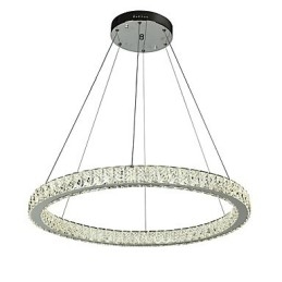 Lampada a sospensione ad anello LED dimmerabile 27 W con telecomando, cristallo, 60 cm