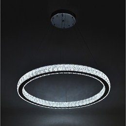Lampada a sospensione ad anello LED dimmerabile 27 W con telecomando, cristallo, 60 cm