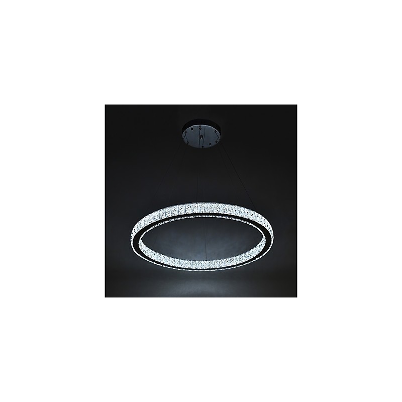 Lampada a sospensione ad anello LED dimmerabile 27 W con telecomando, cristallo, 60 cm