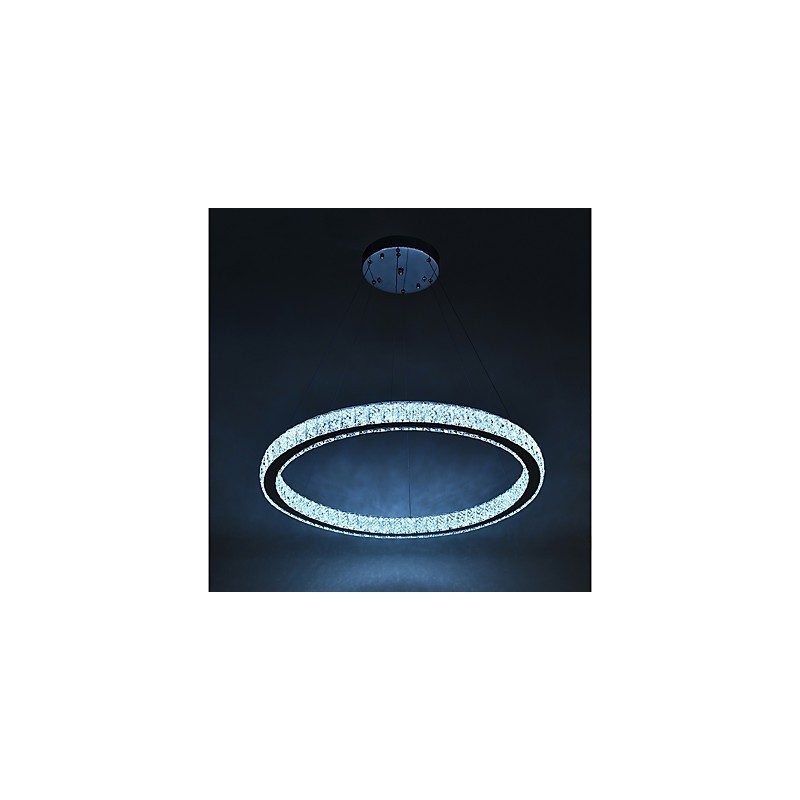 Lampada a sospensione ad anello LED dimmerabile 27 W con telecomando, cristallo, 60 cm
