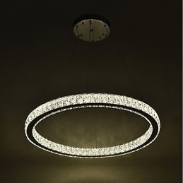Lampada a sospensione ad anello LED dimmerabile 27 W con telecomando, cristallo, 60 cm