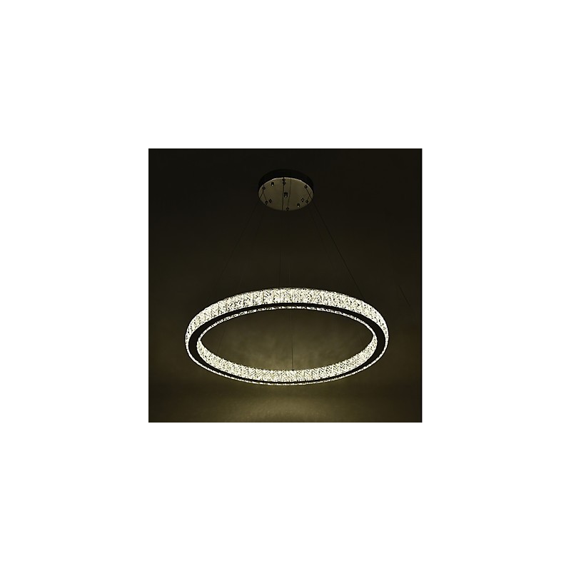 Lampada a sospensione ad anello LED dimmerabile 27 W con telecomando, cristallo, 60 cm