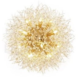 Lampadario a globo in metallo cromato e cristallo effetto dente di leone