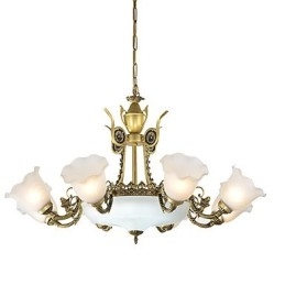 Lampadario classico/tradizionale mini in metallo verniciato a 2 livelli, luce verso l'alto