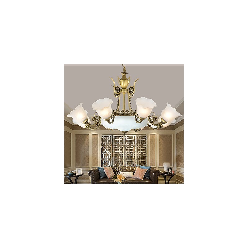 Lampadario classico/tradizionale mini in metallo verniciato a 2 livelli, luce verso l'alto