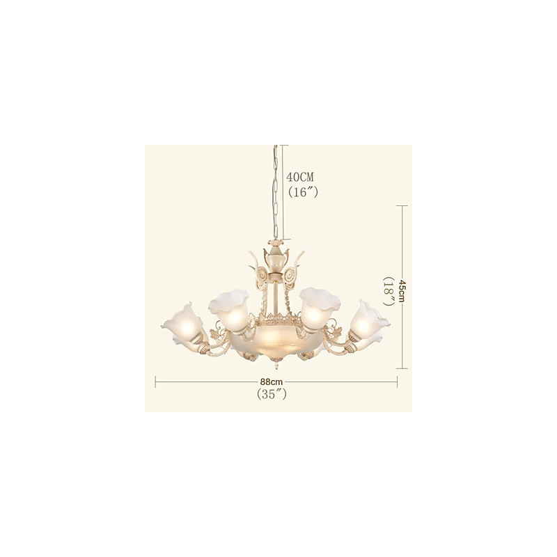 Lampadario classico/tradizionale mini in metallo verniciato a 2 livelli, luce verso l'alto