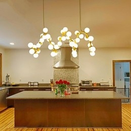 Lampadario artistico moderno contemporaneo in metallo e vetro, LED G4, catena regolabile