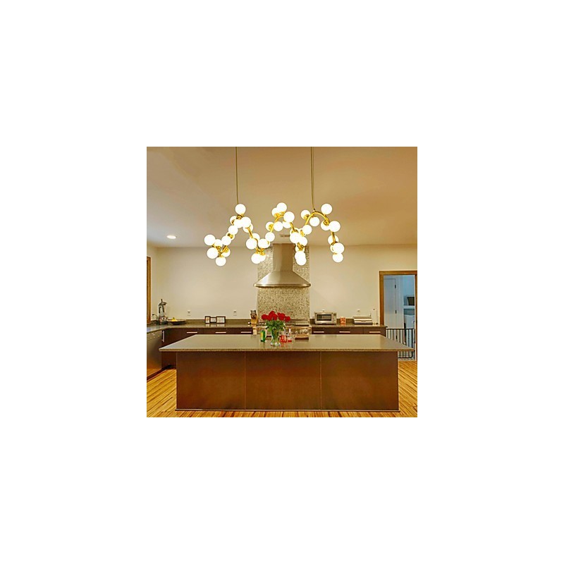 Lampadario artistico moderno contemporaneo in metallo e vetro, LED G4, catena regolabile