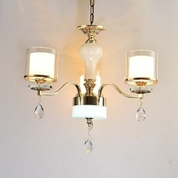 Lampadario moderno contemporaneo in metallo e cristallo, finitura galvanostegiata, 3 lampadine E12/E14