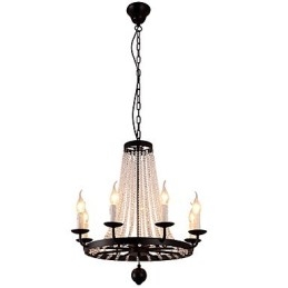 Lampadario moderno a 8 luci in metallo e cristallo, catena regolabile, E12/E14