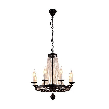 Lampadario moderno a 8 luci in metallo e cristallo, catena regolabile, E12/E14