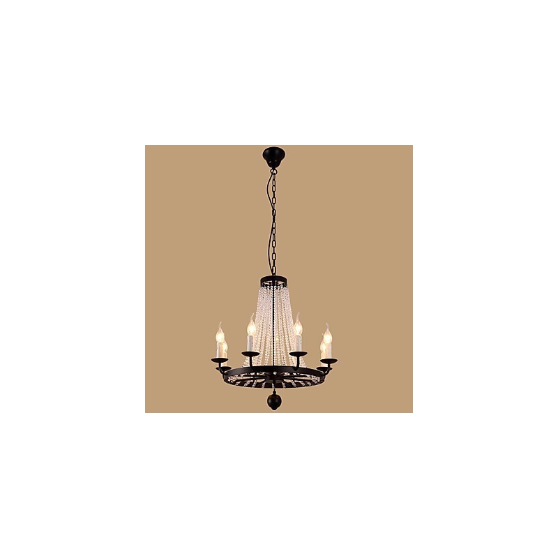Lampadario moderno a 8 luci in metallo e cristallo, catena regolabile, E12/E14