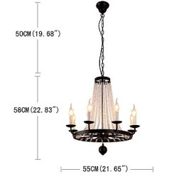 Lampadario moderno a 8 luci in metallo e cristallo, catena regolabile, E12/E14