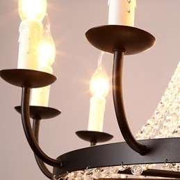 Lampadario moderno a 8 luci in metallo e cristallo, catena regolabile, E12/E14