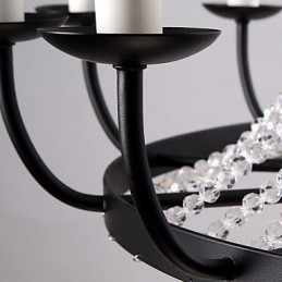 Lampadario moderno a 8 luci in metallo e cristallo, catena regolabile, E12/E14