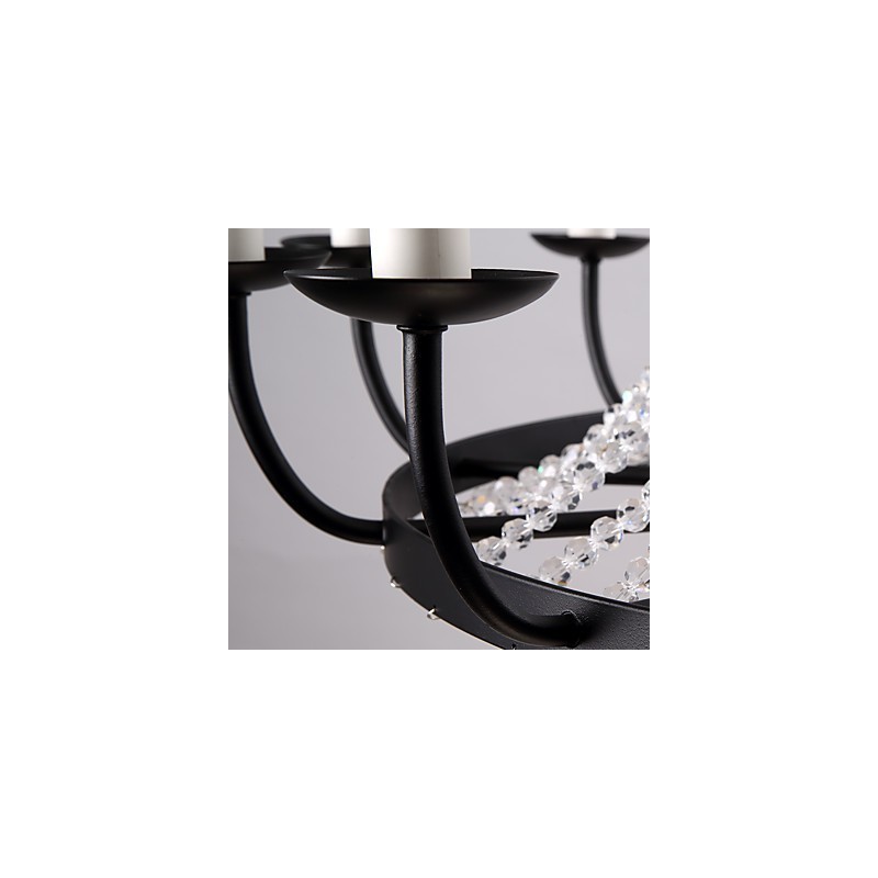 Lampadario moderno a 8 luci in metallo e cristallo, catena regolabile, E12/E14