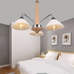 Lampadario country moderno contemporaneo elettroplaccato in legno e bambù