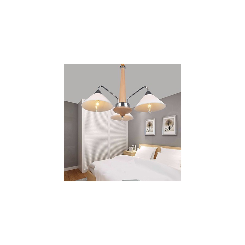Lampadario country moderno contemporaneo elettroplaccato in legno e bambù