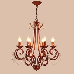 Lampadario moderno a 8 luci in cristallo e metallo, finitura dipinta, stile rustico/vintage/country