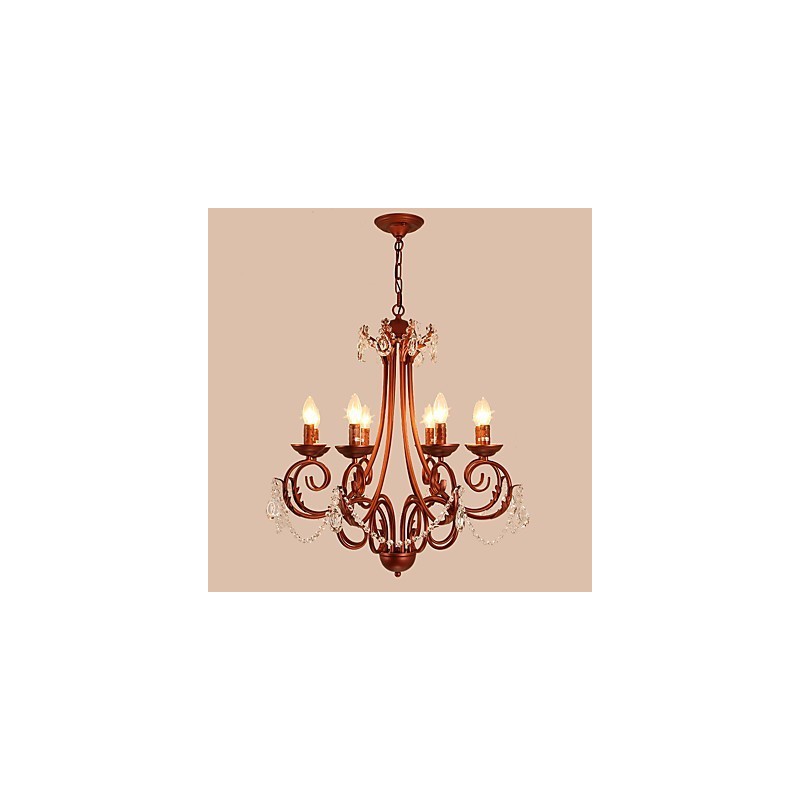 Lampadario moderno a 8 luci in cristallo e metallo, finitura dipinta, stile rustico/vintage/country