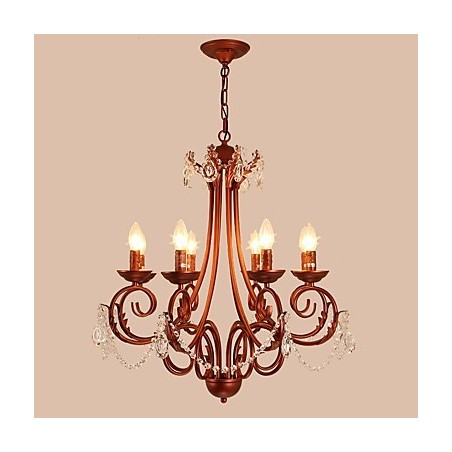 Lampadario moderno a 8 luci in cristallo e metallo, finitura dipinta, stile rustico/vintage/country