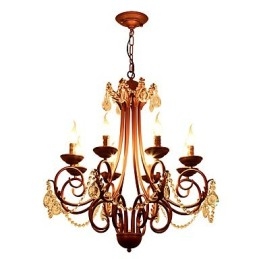 Lampadario moderno a 8 luci in cristallo e metallo, finitura dipinta, stile rustico/vintage/country
