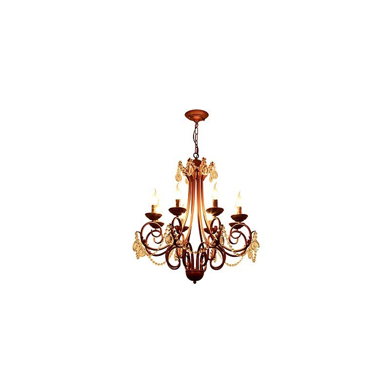 Lampadario moderno a 8 luci in cristallo e metallo, finitura dipinta, stile rustico/vintage/country