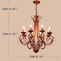 Lampadario moderno a 8 luci in cristallo e metallo, finitura dipinta, stile rustico/vintage/country