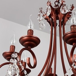 Lampadario moderno a 8 luci in cristallo e metallo, finitura dipinta, stile rustico/vintage/country