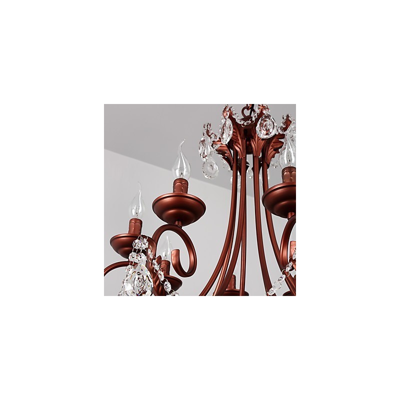 Lampadario moderno a 8 luci in cristallo e metallo, finitura dipinta, stile rustico/vintage/country