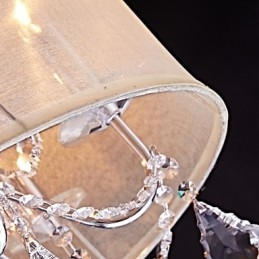 Lampadario in metallo cromo con cristalli, 6 luci E12/E14, catena regolabile, 56x50x60 cm