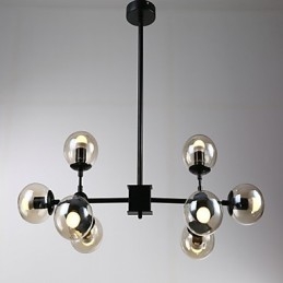 Lampadario retrò classico tradizionale in metallo e vetro, stile mini, 8 luci