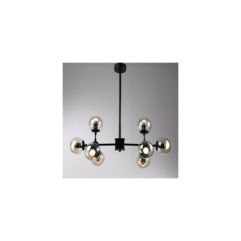 Lampadario retrò classico tradizionale in metallo e vetro, stile mini, 8 luci