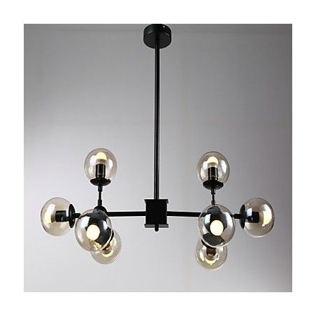 Lampadario retrò classico tradizionale in metallo e vetro, stile mini, 8 luci