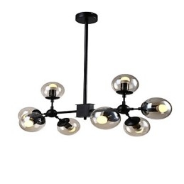 Lampadario retrò classico tradizionale in metallo e vetro, stile mini, 8 luci