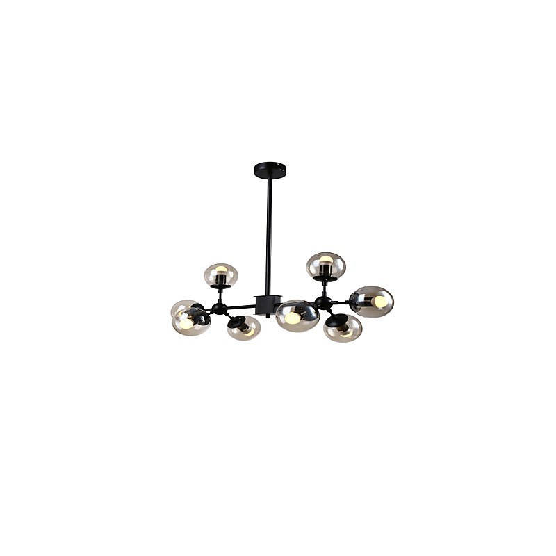 Lampadario retrò classico tradizionale in metallo e vetro, stile mini, 8 luci