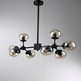 Lampadario retrò classico tradizionale in metallo e vetro, stile mini, 8 luci