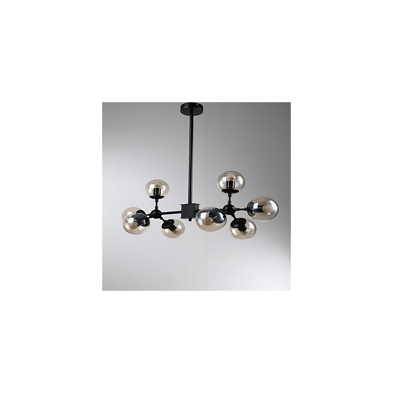 Lampadario retrò classico tradizionale in metallo e vetro, stile mini, 8 luci