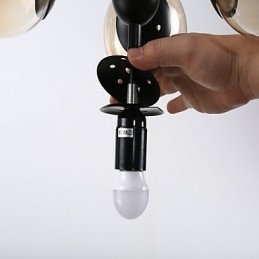 Lampadario retrò classico tradizionale in metallo e vetro, stile mini, 8 luci