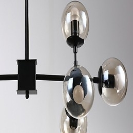 Lampadario retrò classico tradizionale in metallo e vetro, stile mini, 8 luci