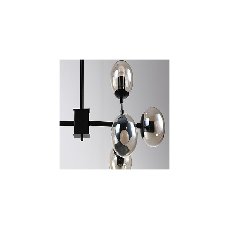 Lampadario retrò classico tradizionale in metallo e vetro, stile mini, 8 luci