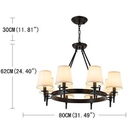 Lampadario a 8 luci in tessuto dipinto, stile moderno, classico e rustico