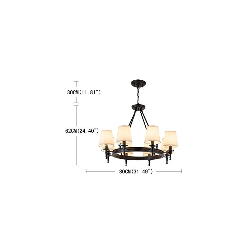 Lampadario a 8 luci in tessuto dipinto, stile moderno, classico e rustico