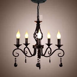 Lampadario classico in cristallo a 5 luci stile candela