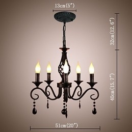Lampadario classico in cristallo a 5 luci stile candela