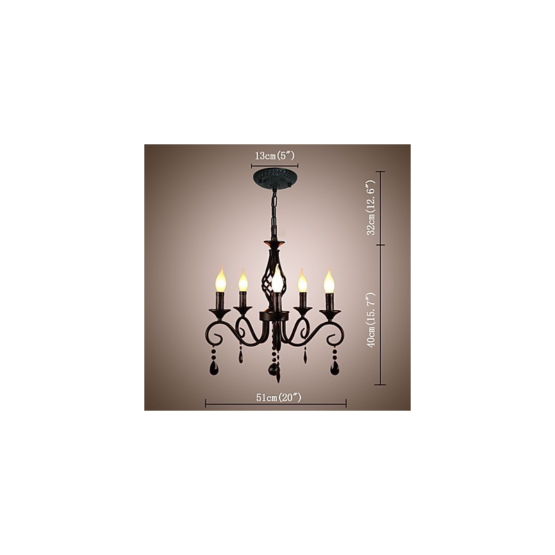 Lampadario classico in cristallo a 5 luci stile candela