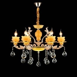 Lampadario classico tradizionale in lega di zinco con cristalli, 6 luci, mini stile