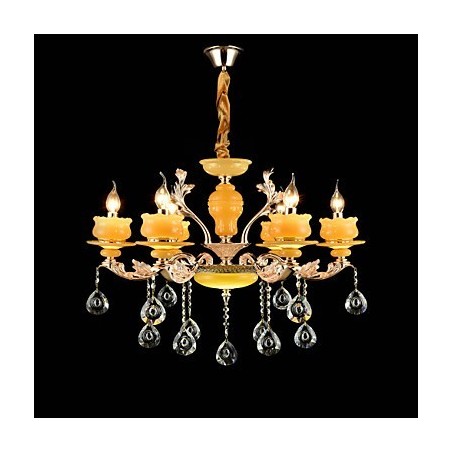 Lampadario classico tradizionale in lega di zinco con cristalli, 6 luci, mini stile