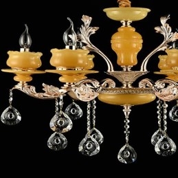 Lampadario classico tradizionale in lega di zinco con cristalli, 6 luci, mini stile