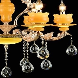 Lampadario classico tradizionale in lega di zinco con cristalli, 6 luci, mini stile